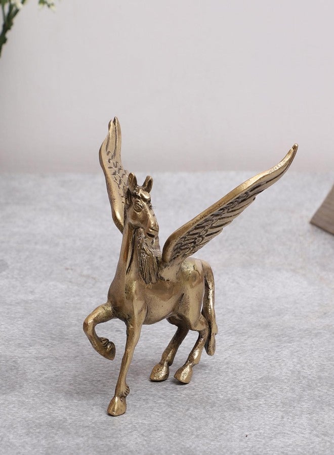 Two Moustaches Brass Flying Angel Horse Showpiece, Showpiece for Home Decor, Living Room Decor, Standard, Antique, Pack of 1 - Image 2
